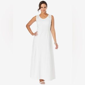 Jessica London NWOT 20W White Crochet-Detail Dress